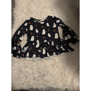 Pete & Lucy Happy Ghost Long Sleeve Ruffled Shirt Halloween Girls Size 5
